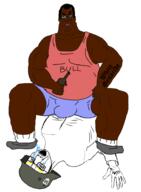 bloodshot_eyes blue_eyes bull clothes crying gigachud glasses hand helmet military nazism negro open_mouth schutzstaffel soyjak tattoo text variant:chudjak yellow_hair // 680x923 // 178.1KB