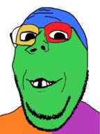 colorful deformed glasses smile soyjak stubble subvariant:emmanuel subvariant:wholesome_soyjak variant:gapejak // 602x800 // 308.1KB