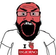arm beard clothes digiorno food glasses hair heart i_love logo open_mouth pizza red_skin soyjak subvariant:science_lover text tshirt variant:markiplier_soyjak // 800x789 // 134.4KB