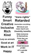 2soyjaks ack autism black_skin chart comparison fur furry glasses hair hanging head image it nigger open_mouth pinkie_pie smile snout stubble suicide teeth text tongue tranny variant:bernd variant:markiplier versus vs // 800x1466 // 272.5KB
