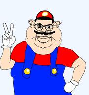 finger glasses holding_up_hand mario moustache nintendo overalls peace_sign plumber shirts subvariant:branigger subvariant:sassy_brandon super_mario transparent_background variant:brandon video_game // 717x762 // 17.5KB