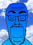 blue_skin calm calm_(soyjak_party) cloud eyes_closed glasses gradient hair sky smile smilling soyjak variant:cutejak // 437x599 // 227.1KB
