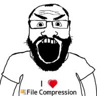 angry arm beard clothes compression glasses heart i_love soyjak subvariant:science_lover text tshirt variant:markiplier_soyjak // 800x789 // 54.0KB