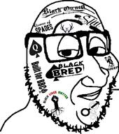 afro bbc black_lives_matter closed_mouth cuck facial_mark forehead_mark glasses hand queen_of_spades raised_fist_(symbol) slut smug stubble tattoo text variant:smugjak // 600x677 // 99.9KB