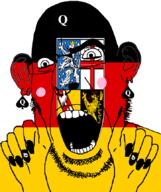 bbc blush ear facial_mark flag flag:saarland forehead_mark germany glasses hair hand nose_piercing nose_ring open_mouth painted_nails queen_of_spades saarland soyjak stubble subvariant:slutson subvariant:spadeson tattoo variant:cobson // 723x861 // 137.6KB