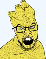 angry animal glasses mustache open_mouth series:animaljaks soyjak sponge spongebob_squarepants stubble teeth variant:feraljak // 934x1186 // 634.2KB