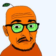 ear froot glasses jewish_nose leaf long_nose mustache open_mouth orange_skin soyjak stem stubble transparent transparent_background variant:longnose // 500x500 // 46.4KB