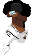 afro beanie black_skin bowing_(gesture) dogtags gem holding_gem kneeling soylent_(creamy_chocolate) subvariant:soyniqua variant:soytan // 665x1154 // 60.6KB