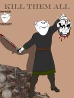 artist:sabiopajin beheading blood bloodshot_eyes bones ear glasses impish_victory meta:tagme pile_of_bones propaganda rivalry robe series:imp_&_gape stubble subvariant:retarded_gapejak sword user=sabiopajin variant:gapejak variant:impish_soyak_ears war // 1050x1390 // 636.0KB