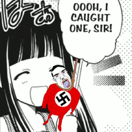 animated anime clothes full_body furude_rika glasses hanging higurashi manga nazism rope soyjak speech_bubble subvariant:patrick suicide swastika swinging text variant:chudjak // 697x728 // 420.7KB