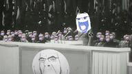 bbc blue_skin closed_mouth clothes coin discord glasses hat helmet inverted irl_background joseph_goebbels logo multiple_soyjaks nazism open_mouth queen_of_spades soyjak stubble variant:cobson // 852x480 // 274.1KB