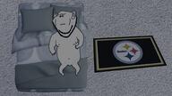 baby bed closed_eyes closed_mouth ear football full_body logo rug sleeping soyjak steelers stubble sweden variant:impish_soyak_ears // 2000x1125 // 1.4MB