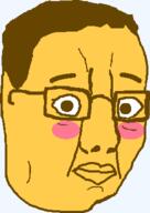 blush closed_mouth emoticon eyes_popping flushed glasses hair series:soymoji soyjak variant:chudjak worried yellow yellow_skin // 272x384 // 12.5KB