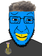 award beak beard bird blue_skin broccoli_hair closed_mouth eyebrow_raise eyes glasses hair series:x_inmigrants smile smug variant:crimjak x xitter xitter_immigrant zoomer zoomer_hair // 600x800 // 132.8KB
