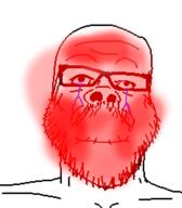 closed_mouth crying glasses holding_breath mustache red red_skin soyjak stubble variant:a24_slowburn_soyjak what_are_your_fetishes // 454x520 // 74.6KB