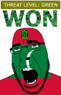 ahegao country crescent emerald flag flag:maldives gem glasses green green_eyes hair looking_up maldives open_mouth schlog_color_event soyjak soyjak_blog stubble teeth text threat_level_green variant:cobson won // 721x1115 // 144.2KB