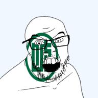 angry flag flag:gifu gifu glasses hair japan japanese_text looking_at_you mustache open_mouth soyjak stubble teeth text todofuken transparent_background variant:feraljak // 1500x1500 // 81.6KB