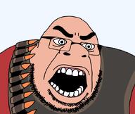angry bandolier beard bullet glasses heavy_(tf2) mouth_open screaming subvariant:ogreson team_fortress_2 teeth variant:cobson // 872x737 // 28.5KB