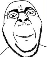 closed_mouth glasses merge mustache smile soyjak stubble variant:chugsjak variant:impish_soyak_ears // 1124x1374 // 336.5KB