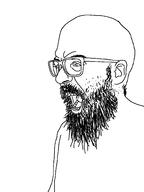beard ear glasses open_mouth soyjak variant:unknown // 2448x3264 // 116.4KB