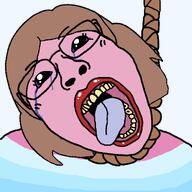 ack black_eyes brown_hair clothes crying female flag:ftm flag_shirt ftm hanging pink_skin pooner puppy_eyes red_lips rope rotten_teeth subvariant:bridget tear tranny variant:bernd you_will_never_be_a_real_man ywnbam ywnbarm // 1255x1255 // 54.3KB