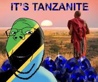 black_skin flag:tanzania gem gemstone glasses its_over savannah smile stubble subvariant:wholesome_soyjak sun sunset tanzania tanzanite text variant:gapejak // 809x674 // 182.7KB