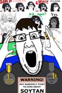 avengers badge beanie blue_eyes crazed female glasses hair hand jake jakparty_soy multiple_soyjaks npc open_mouth pointing pokemon soyjak soyjak_party stubble subvariant:gapejak_female text variant:gapejak variant:ppp variant:soyak variant:soytan // 1000x1488 // 205.3KB