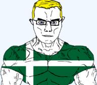 arm barra blue_eyes british buff closed_mouth clothes ear flag flag:barra glasses hair scotland soyjak subvariant:chudjak_front subvariant:muscular_chud transparent transparent_background trend:aryan tshirt united_kingdom variant:chudjak vein yellow_hair // 1059x929 // 37.4KB