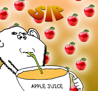 Skewed apple_juice apples background cup drinking ear hand nose sip stubble text variant:impish_soyak_ears // 1024x950 // 783.2KB