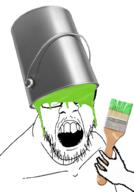clothes glasses hand hat open_mouth paint paint_bucket paintbrush soyjak stubble variant:feraljak // 694x993 // 360.0KB