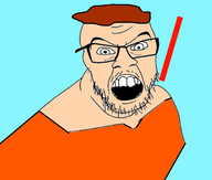 angry glasses hair orange_shirt turquoise_background variant:feraljak // 510x434 // 73.0KB