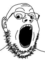 ear glasses open_mouth scared soyjak stubble variant:gapejak // 600x800 // 120.4KB