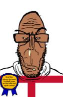 abuse award booger brown_skin crying england european flag flag:england glasses hair mucus mutt red_eyes soccer soyjak stubble subvariant:euromutt sweater television variant:markiplier_soyjak wife wifebeating // 591x900 // 27.9KB