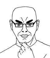 artist:nathaniel_higson closed_mouth ear fist glasses smile steve_jobs subvariant:steve_chuds template thick_eyebrows thinking variant:chudjak // 1716x2000 // 134.2KB