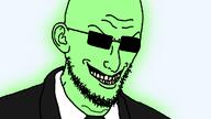 black_jacket central_intelligence_agency clothes ear evil federal_bureau_of_investigation glasses glowie glowing green_skin grin necktie nuvariant smile soyjak spy spy_(tf2) suit suit_and_tie sunglasses teeth variant:spyjak white_shirt // 1024x576 // 73.9KB