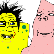 2soyjaks animal are_you_soying_what_im_soying blue_eyes cartoon glasses hair looking_at_each_other nickelodeon patrick_star pink smirk soyjak sponge spongebob_squarepants stubble subvariant:wholesome_soyjak variant:gapejak variant:markiplier_soyjak yellow // 1200x800 // 163.5KB