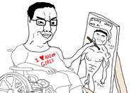 asian buff bwc chud disabled gigachud painting penis self_insert variant:chudjak wheelchair // 2105x1445 // 574.4KB