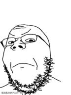 angry animated closed_mouth glasses japanese_text palindrome_get poyopoyo poyunpoyun soyjak stubble text variant:gapejak // 300x400 // 614.6KB