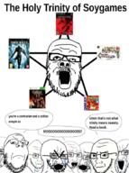 crying glasses multiple_soyjaks mustache open_mouth soyjak stubble trinity v_(4chan) variant:cryboy_soyjak variant:gapejak variant:markiplier_soyjak variant:soyak video_game // 680x910 // 525.2KB