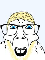 a10_eyes aryan blond blue_eyes glasses hair series:aryan_soyjaks stubble subvariant:dykeson tongue variant:dylanjak // 960x1280 // 67.0KB