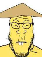 neutral round_glasses slant_eyes straw_hat subvariant:neutralplier teeth variant:markiplier_soyjak yellow_skin // 600x800 // 35.8KB