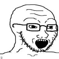2soyjaks glasses hair meta:absolutely_fucking_insane_resolution open_mouth soyjak stubble teeth variant:soyak // 14999x14999 // 2.7MB