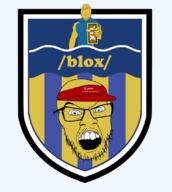 blox_(soyjak_party) blue clothes hat holding_object mustache open_mouth red_hat roblox smile stubble subvariant:wholesome_soyjak teeth tix variant:feraljak variant:gapejak yellow // 970x1080 // 238.3KB