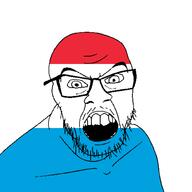 angry country flag glasses jacksepticeye looking_at_you luxembourg mustache open_mouth soyjak stubble teeth variant:feraljak youtube // 1500x1500 // 21.6KB