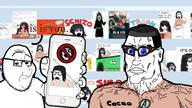 anti_anti_soytan anti_soytan avengers beanie buff closed_mouth eyebrows glasses holding_object holding_phone mouth_closed necklace outline phone purple_eyes raised_eyebrow smug soy soybooru soyjak soylent soytran stubble subvariant:gapejak_female subvariant:metal_pipe_soytan subvariant:perceptive_chud total_sloptran_death variant:gapejak variant:smugjak variant:soytan vein // 1920x1080 // 399.8KB
