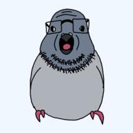 beard bird glasses grey_skin open_mouth pigeon series:animaljaks variant:budgiejak // 640x640 // 14.3KB