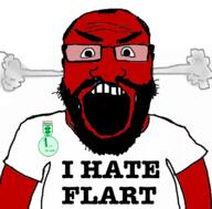 4chan angry badge balding beard clothes flart gif_(4chan) glasses i_hate open_mouth red_face soyjak subvariant:science_lover tshirt variant:markiplier_soyjak wsg_(4chan) // 800x789 // 187.2KB