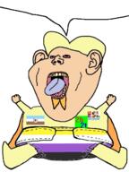 2b2t baby bo_noise cape clothes diaper enbie esl flag:furry_flag flag:non-binary_pride_flag fullanarchyminecraft_(namefag) furfag furry hat pizza_tower red_sclera speech_bubble subvariant:pissbaby tongue variant:bernd variant:impish_soyak_ears // 474x632 // 87.0KB