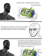 artist:conservativewaluigi beard closed_mouth gigachad glasses nas:gigachad soyjak subvariant:soyak_(irritated) text variant:soyak video_game // 600x800 // 264.3KB