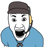 arm cap clothes dogtag hat headset open_mouth scout_(tf2) soyjak team_fortress_2 tshirt valve variant:el_perro_rabioso video_game // 766x800 // 26.6KB